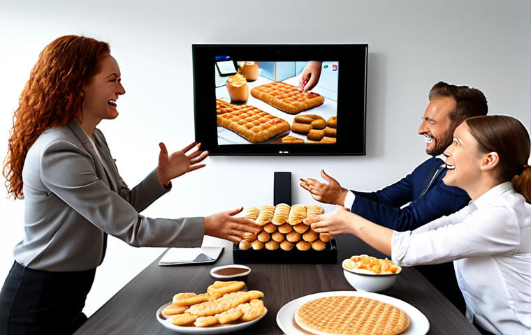 **
A sales team celebrating a successful deal in a modern office. Some are high-fiving, others are looking at a screen showing positive sales figures. Consider including Dutch elements like "Stroopwafels" on the table or recognizable Dutch design elements in the office. The atmosphere should be energetic and collaborative.
**