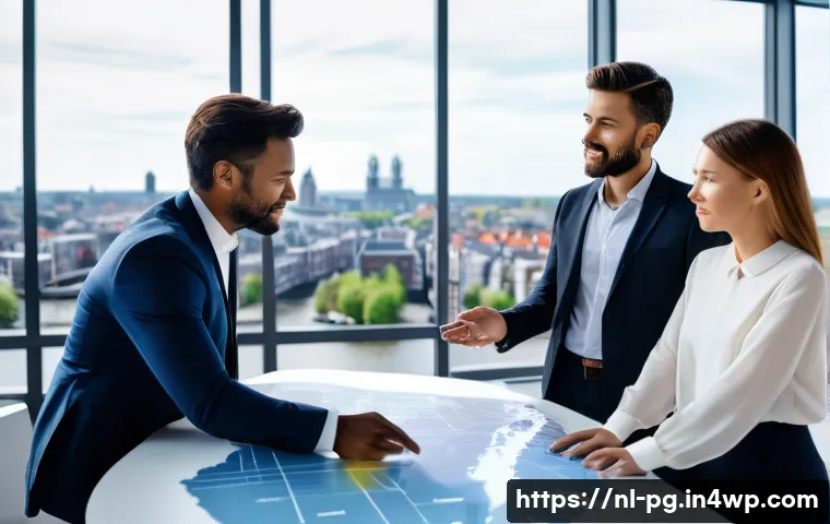 BB 세일즈 프로세스 개선을 위한 고객 맞춤형 접근법 - **Prompt:** A diverse group of three business professionals, two men and one woman of varying ages a...