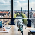 Home 14 BB 세일즈 프로세스 개선을 위한 트렌드 분석 - A modern Dutch office environment with diverse sales and marketing professionals actively collaborat...