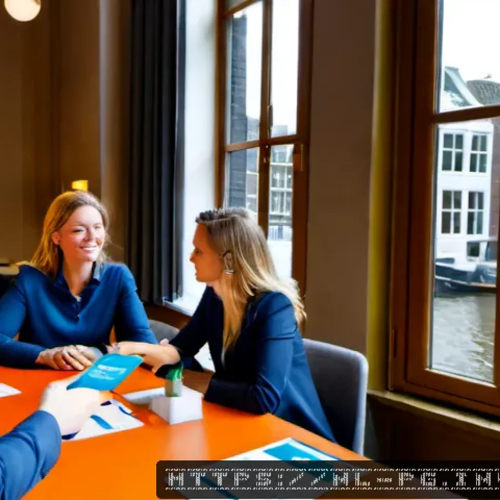 BB 세일즈 프로세스 개선을 위한 스킬셋 향상 방법 - Photorealistic modern B2B sales coaching workshop in a bright Amsterdam canal-side office, diverse D...