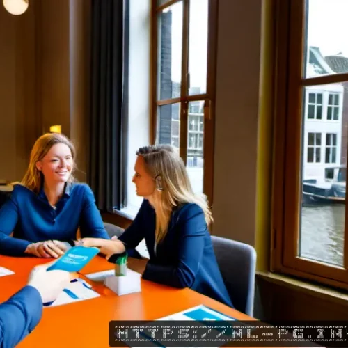 Home 15 BB 세일즈 프로세스 개선을 위한 스킬셋 향상 방법 - Photorealistic modern B2B sales coaching workshop in a bright Amsterdam canal-side office, diverse D...