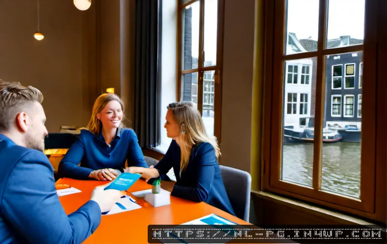 BB 세일즈 프로세스 개선을 위한 스킬셋 향상 방법 - Photorealistic modern B2B sales coaching workshop in a bright Amsterdam canal-side office, diverse D...